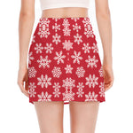 Merry Christmas Snowflakes Pattern Print Side Slit Mini Skirt
