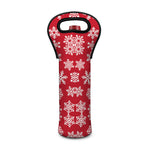Merry Christmas Snowflakes Pattern Print Single Neoprene Wine Tote