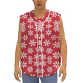 Merry Christmas Snowflakes Pattern Print Sleeveless Baseball Jersey