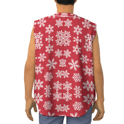 Merry Christmas Snowflakes Pattern Print Sleeveless Baseball Jersey