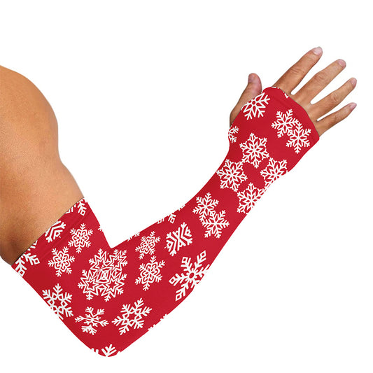 Merry Christmas Snowflakes Pattern Print Sun Protection Arm Sleeves