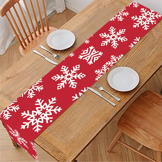 Merry Christmas Snowflakes Pattern Print Table Runner