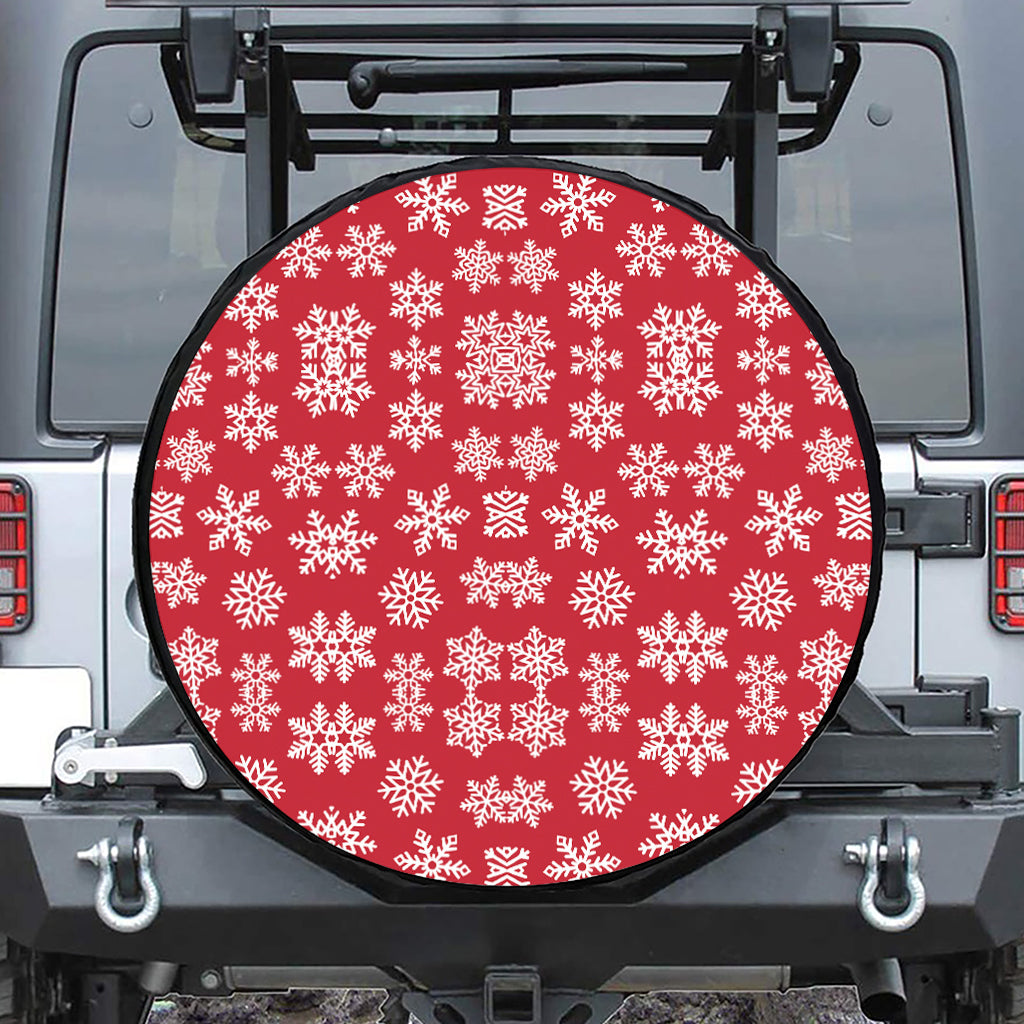 Merry Christmas Snowflakes Pattern Print Tire Cover
