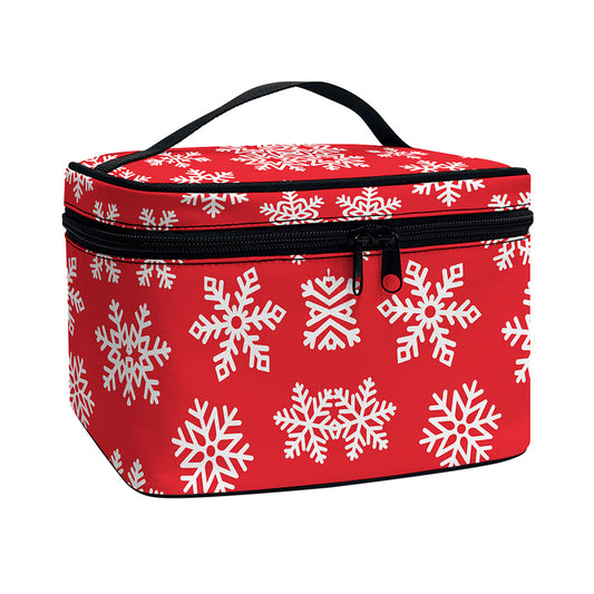 Merry Christmas Snowflakes Pattern Print Travel Makeup Bag