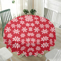 Merry Christmas Snowflakes Pattern Print Waterproof Round Tablecloth