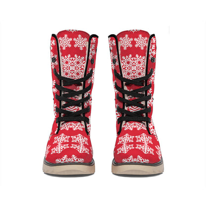 Merry Christmas Snowflakes Pattern Print Winter Boots