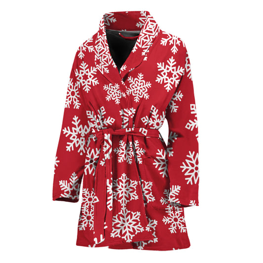Merry Christmas Snowflakes Pattern Print Women's Bathrobe