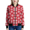 Merry Christmas Snowflakes Pattern Print Women's Bomber Jacket