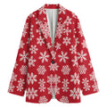 Merry Christmas Snowflakes Pattern Print Women's Cotton Blazer