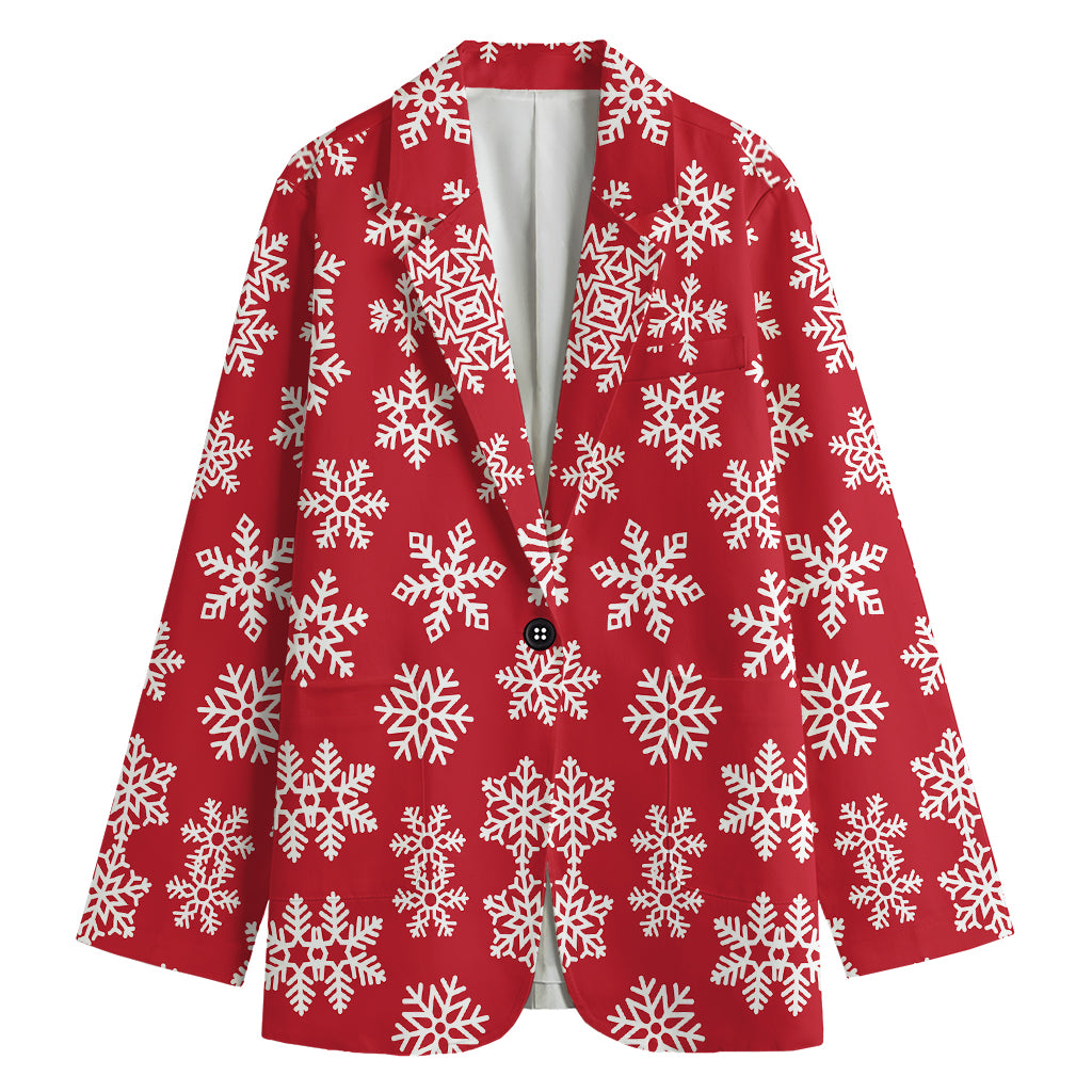 Merry Christmas Snowflakes Pattern Print Women's Cotton Blazer