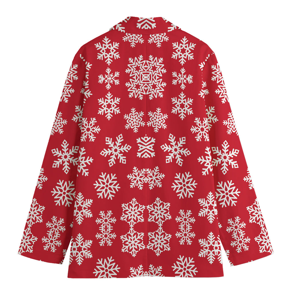 Merry Christmas Snowflakes Pattern Print Women's Cotton Blazer