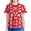 Merry Christmas Snowflakes Pattern Print Women's Polo Shirt