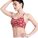 Merry Christmas Snowflakes Pattern Print Women's Sports Bra