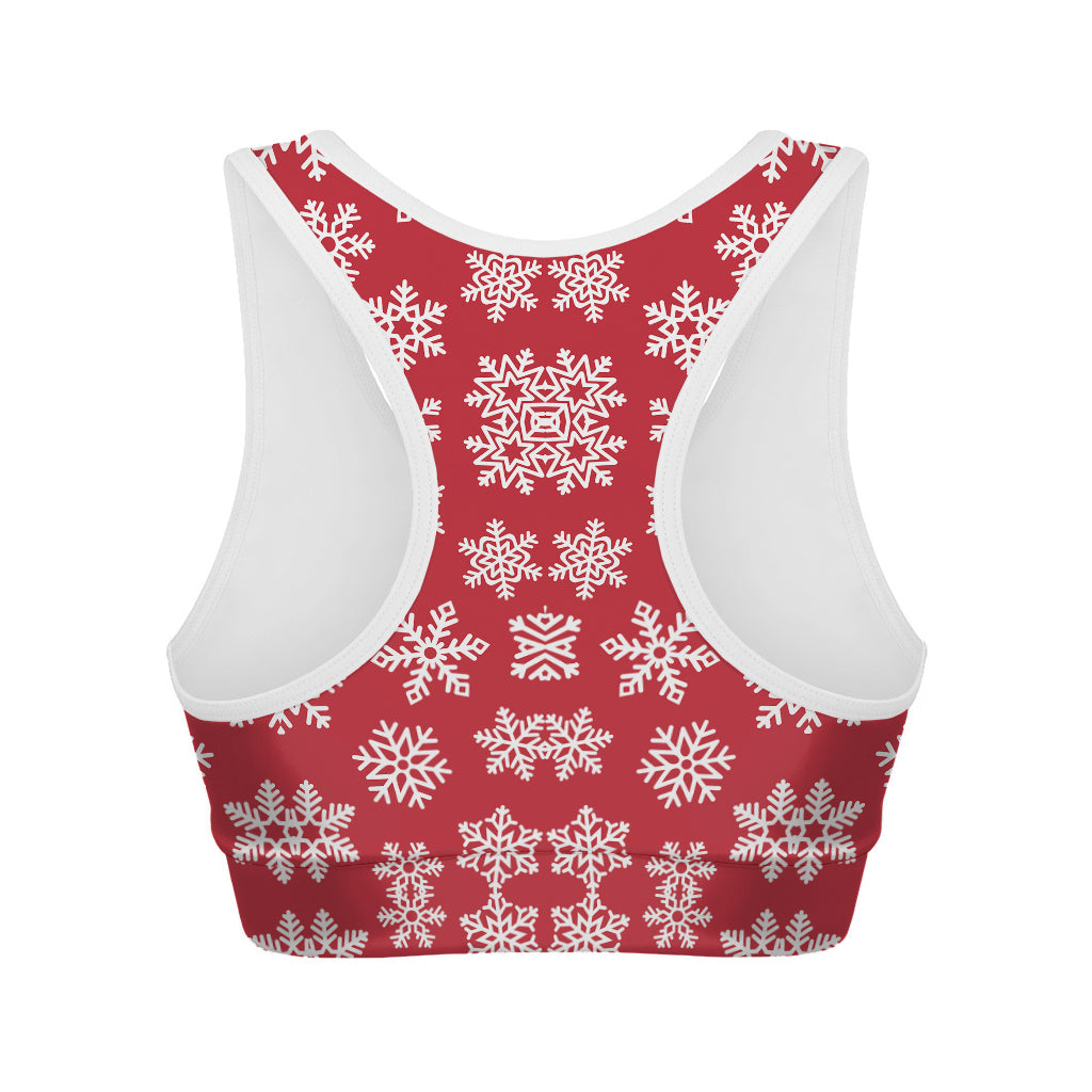 Merry Christmas Snowflakes Pattern Print Women's Sports Bra