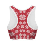 Merry Christmas Snowflakes Pattern Print Women's Sports Bra
