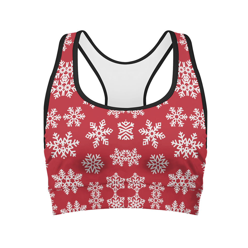 Merry Christmas Snowflakes Pattern Print Women's Sports Bra