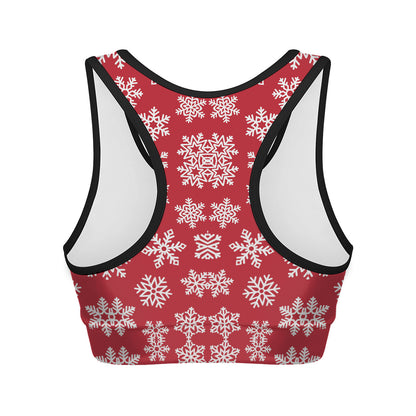 Merry Christmas Snowflakes Pattern Print Women's Sports Bra