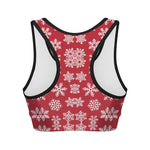 Merry Christmas Snowflakes Pattern Print Women's Sports Bra