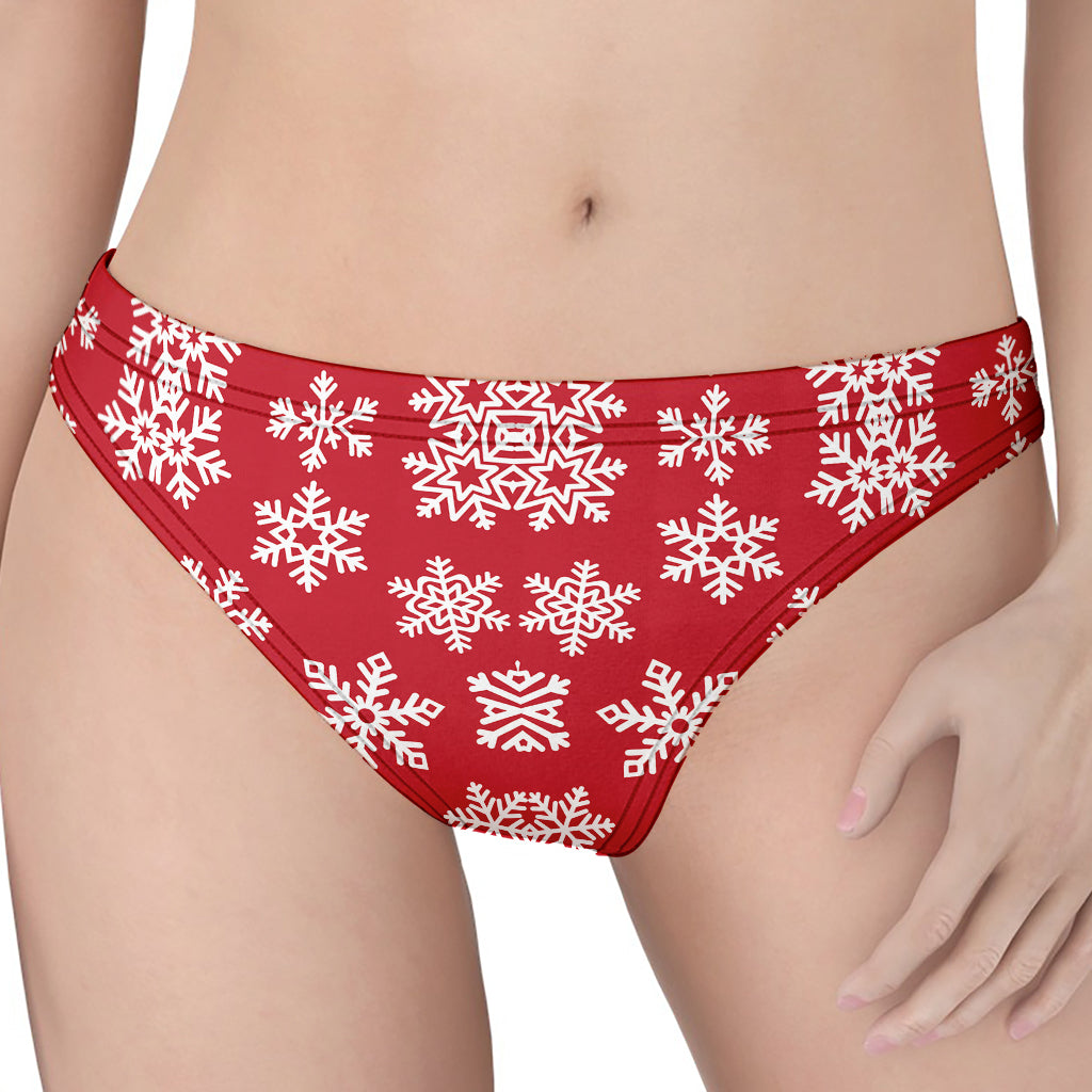 Merry Christmas Snowflakes Pattern Print Women's Thong