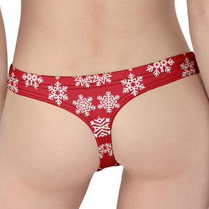 Merry Christmas Snowflakes Pattern Print Women's Thong