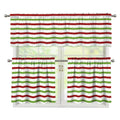 Merry Christmas Striped Pattern Print 3 Piece Kitchen Curtains