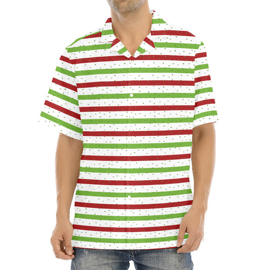 Merry Christmas Striped Pattern Print Aloha Shirt