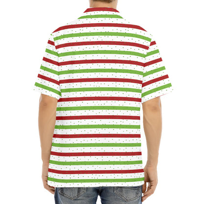 Merry Christmas Striped Pattern Print Aloha Shirt