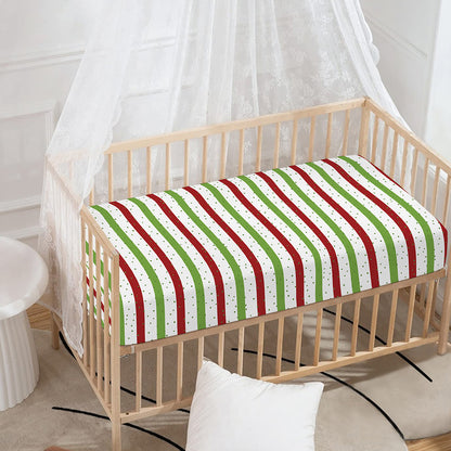 Merry Christmas Striped Pattern Print Baby Crib Sheet