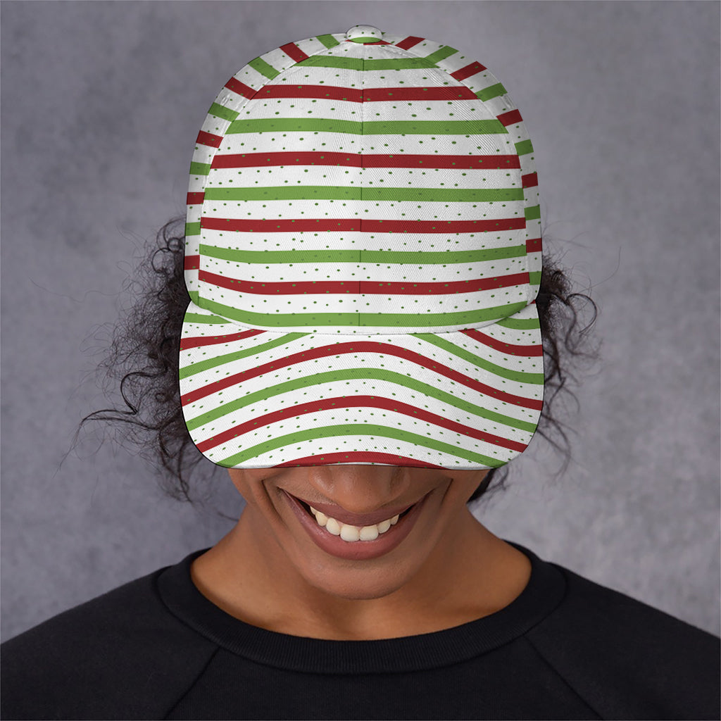 Merry Christmas Striped Pattern Print Baseball Cap