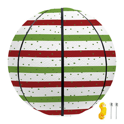 Merry Christmas Striped Pattern Print Basketball
