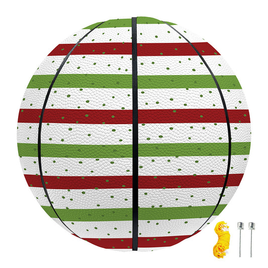 Merry Christmas Striped Pattern Print Basketball