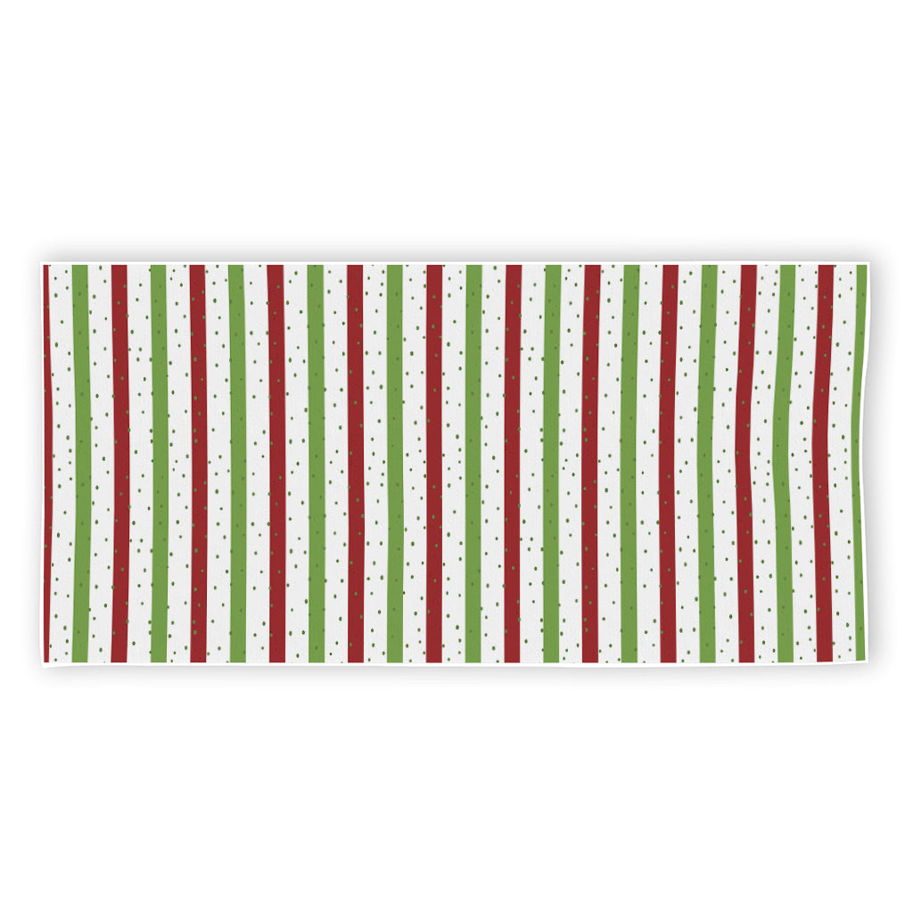 Merry Christmas Striped Pattern Print Beach Towel