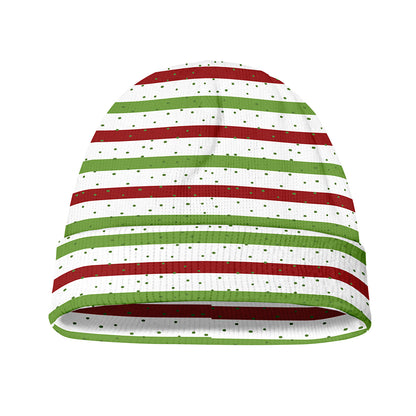 Merry Christmas Striped Pattern Print Beanie