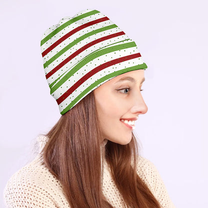 Merry Christmas Striped Pattern Print Beanie
