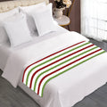 Merry Christmas Striped Pattern Print Bed Runner