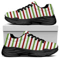 Merry Christmas Striped Pattern Print Black Chunky Shoes