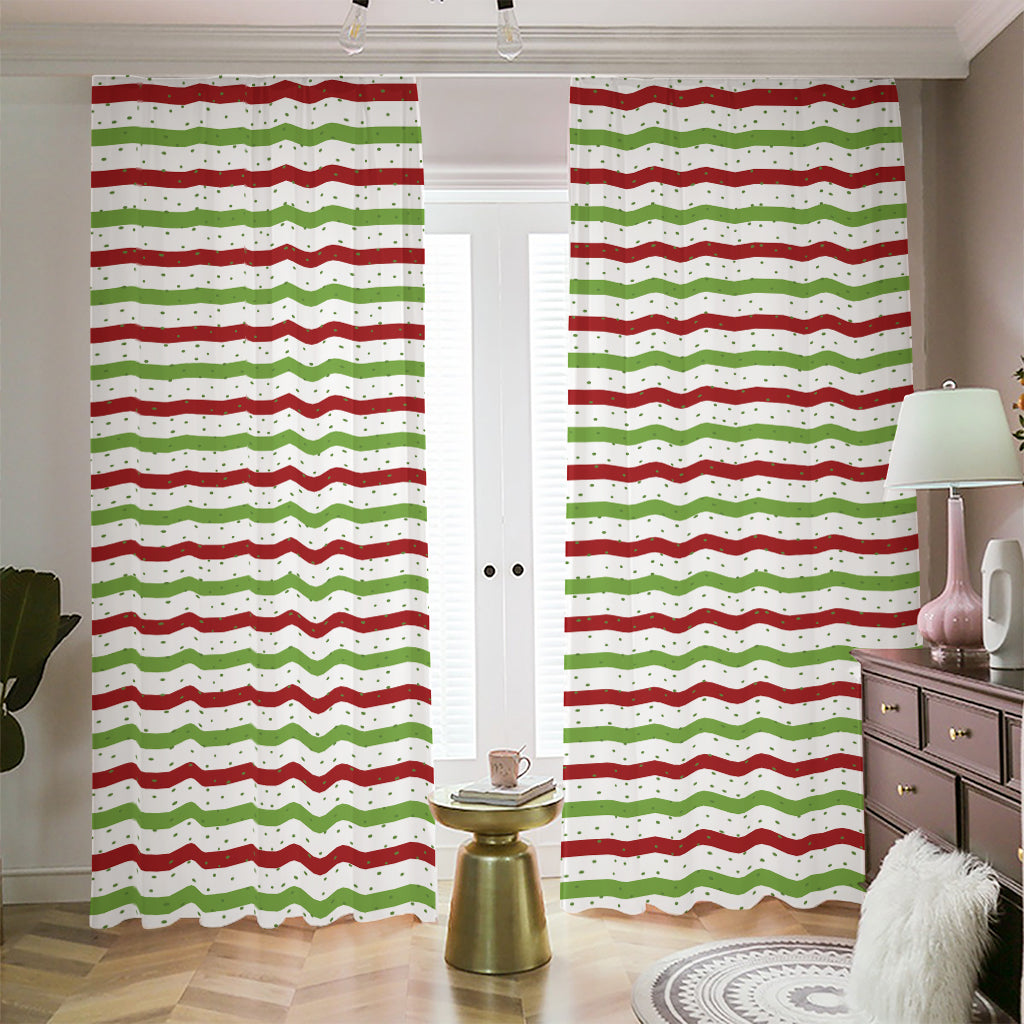 Merry Christmas Striped Pattern Print Blackout Pencil Pleat Curtains