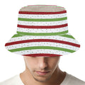 Merry Christmas Striped Pattern Print Bucket Hat