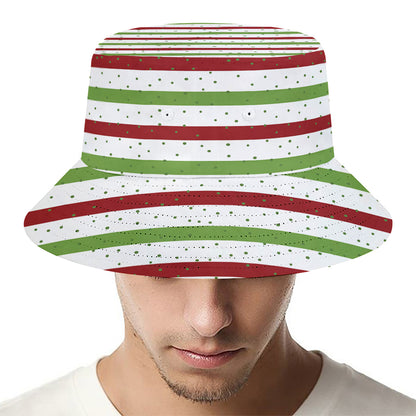 Merry Christmas Striped Pattern Print Bucket Hat
