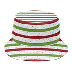 Merry Christmas Striped Pattern Print Bucket Hat