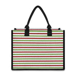 Merry Christmas Striped Pattern Print Canvas Tote Bag