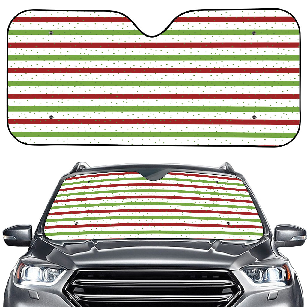 Merry Christmas Striped Pattern Print Car Windshield Sun Shade