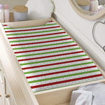 Merry Christmas Striped Pattern Print Changing Pad Cover