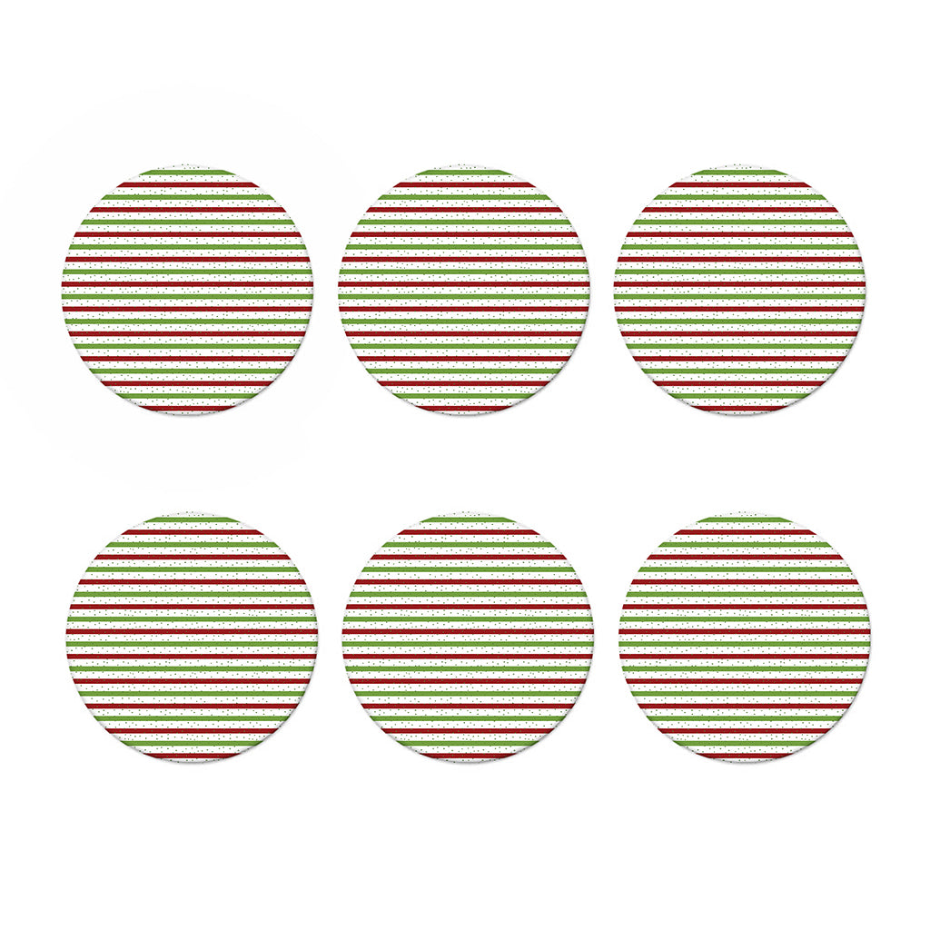 Merry Christmas Striped Pattern Print Coaster Set