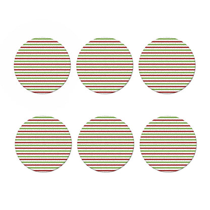 Merry Christmas Striped Pattern Print Coaster Set