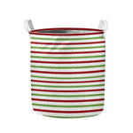 Merry Christmas Striped Pattern Print Collapsible Laundry Basket