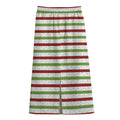 Merry Christmas Striped Pattern Print Cotton Front Slit Maxi Skirt