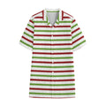 Merry Christmas Striped Pattern Print Cotton Hawaiian Shirt