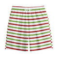 Merry Christmas Striped Pattern Print Cotton Shorts