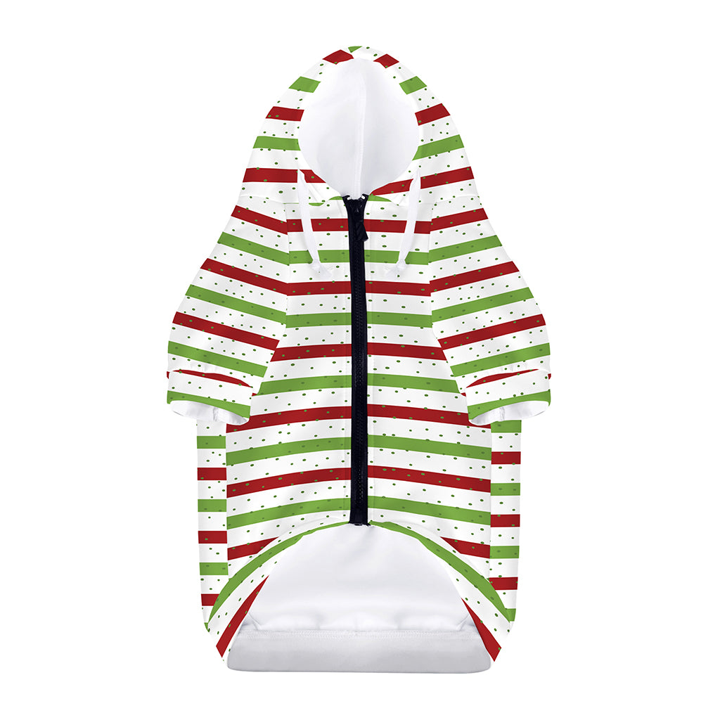 Merry Christmas Striped Pattern Print Dog Zip Up Hoodie